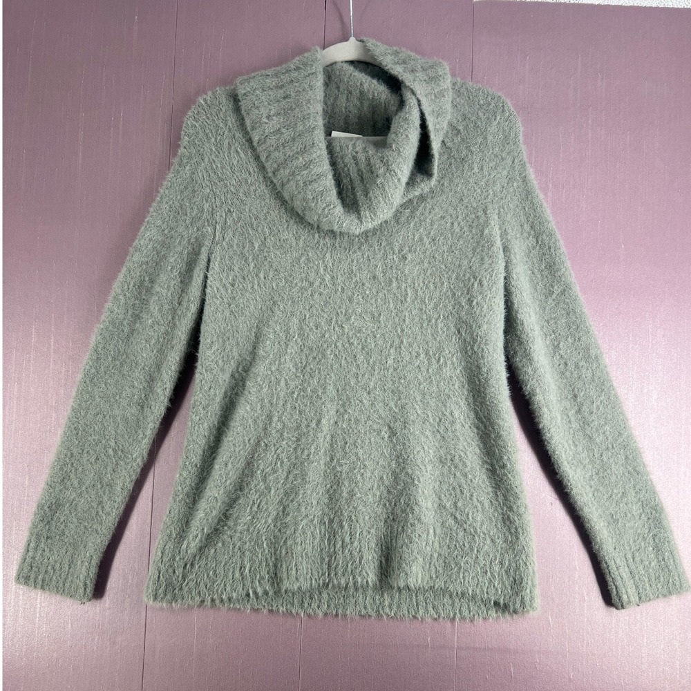 Ett Twa Anthropologie Minimalist Grey Fuzzy CowlNeck Wool Alpaca Blend Sweater S